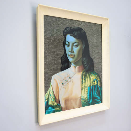 Miss Wong Picture in Original Cream Frame 1970s print by Vladimir Tretchikoff