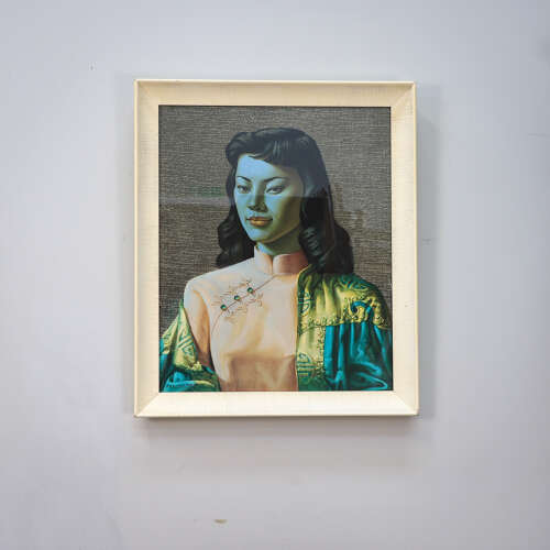 Miss Wong Picture in Original Cream Frame 1970s print by Vladimir Tretchikoff