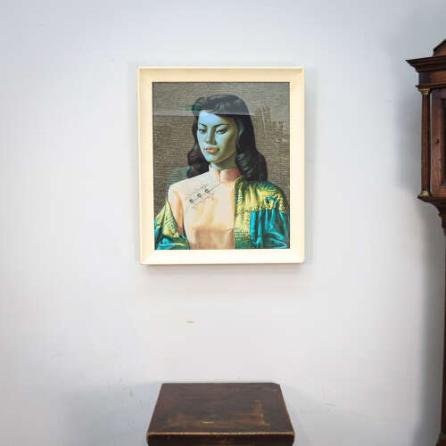 Miss Wong Picture in Original Cream Frame 1970s print by Vladimir Tretchikoff