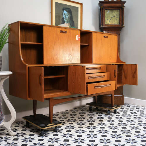 G Plan Fresco Sideboard Highboard in Teak 1975 with Drinks Cabinet