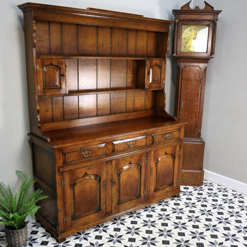 Oak Welsh Dresser by Batheaston Furniture with Plate Rack and Keys