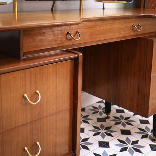 G Plan Librenza Tola Black Dressing Table 1950s with Triple Mirrors