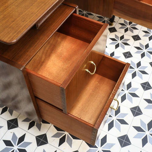G Plan Librenza Tola Black Dressing Table 1950s with Triple Mirrors