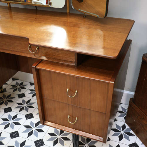 G Plan Librenza Tola Black Dressing Table 1950s with Triple Mirrors