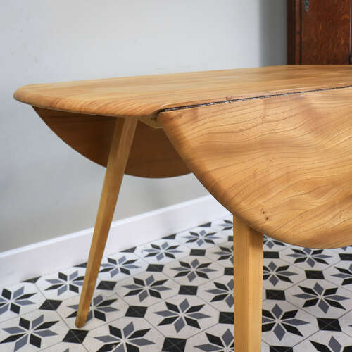 Four Ercol Windsor 370 Dining Chairs with n Elm Ercol Drop Leaf Dining Table
