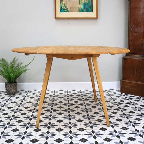 Four Ercol Windsor 370 Dining Chairs with n Elm Ercol Drop Leaf Dining Table