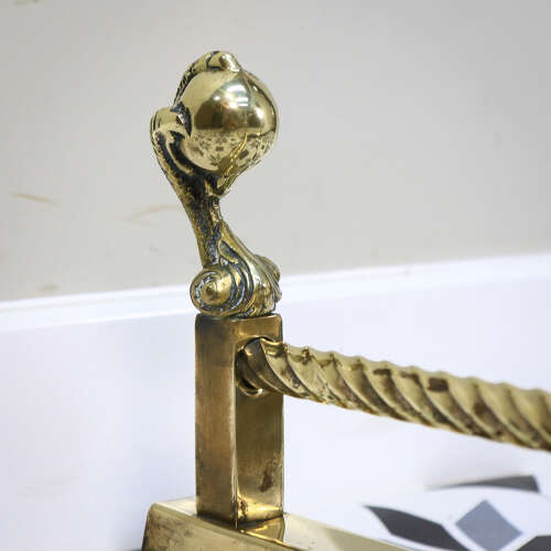 Antique Brass Fender Fire Kerb Twisted Rope and Ball and Claw Design Victorian