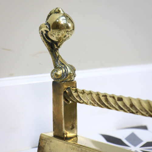 Antique Brass Fender Fire Kerb Twisted Rope and Ball and Claw Design Victorian