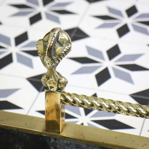 Antique Brass Fender Fire Kerb Twisted Rope and Ball and Claw Design Victorian