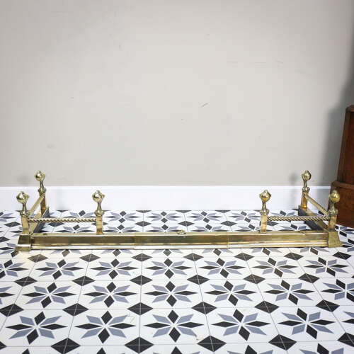 Antique Brass Fender Fire Kerb Twisted Rope and Ball and Claw Design Victorian