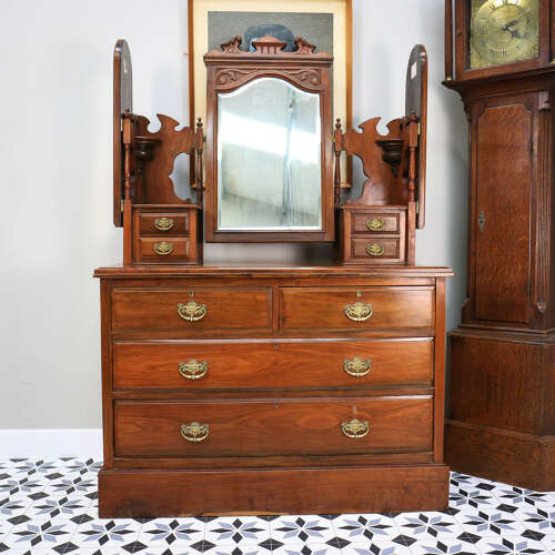 Antique Dressing Table Edwardian Mahogany Triple Mirror 1910