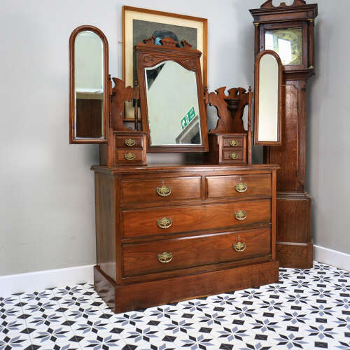 Antique Dressing Table Edwardian Mahogany Triple Mirror 1910