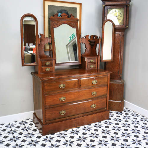 Antique Dressing Table Edwardian Mahogany Triple Mirror 1910
