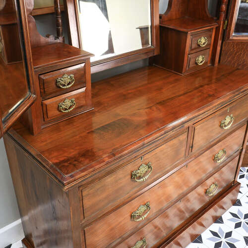 Antique Dressing Table Edwardian Mahogany Triple Mirror 1910