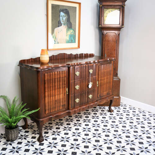Rare Dutch Colonial Break Front Side Board Credenza South African Stink Wood