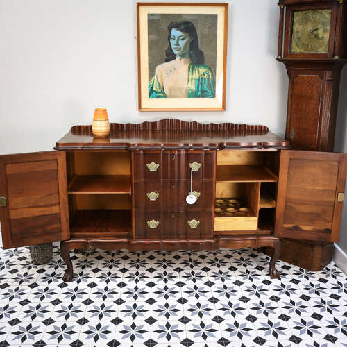 Rare Dutch Colonial Break Front Side Board Credenza South African Stink Wood