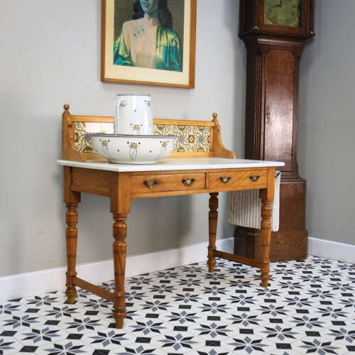 Antique Marble Top Wash Stand Side Table Kitchen Side Table