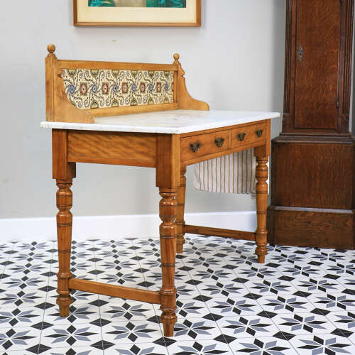 Antique Marble Top Wash Stand Side Table Kitchen Side Table