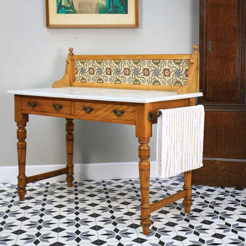 Antique Marble Top Wash Stand Side Table Kitchen Side Table